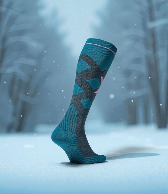 Stox Skiing Merino Socks Teal/Pink women
