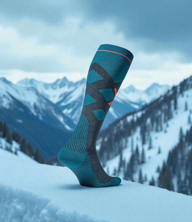 Stox Skiing Merino Socks Men Teal/Red/Fluo