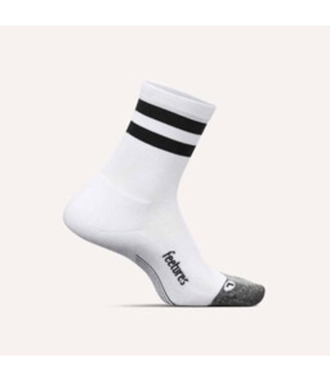 Feetures Elite Light Cushion Mini Crew High Top Stripe White