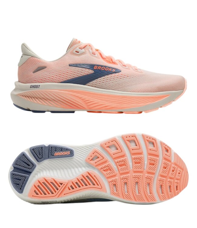 Brooks Ghost 18 W narrow Star White/Cyber Peach/Grey
