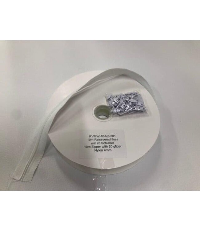 BLADI Nylon Rits 4 mm + 20 schuivers – Voordelig en Veelzijdig - Wit