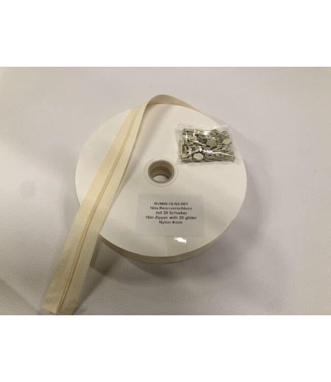 BLADI Nylon Rits 4 mm + 20 schuivers – Voordelig en Veelzijdig - Creme