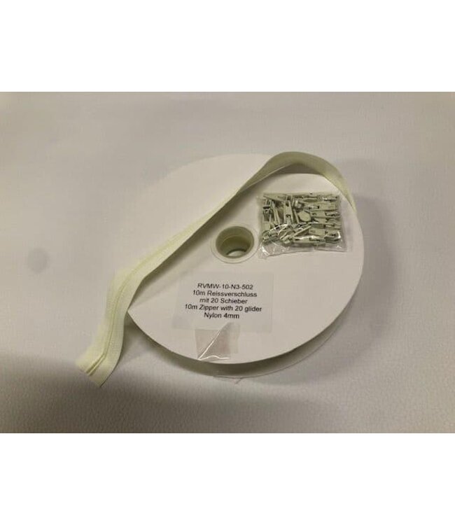 BLADI Nylon Rits 4 mm + 20 schuivers – Voordelig en Veelzijdig - gebroken wit