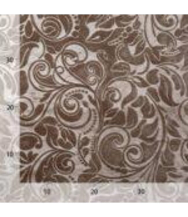 BLADI embossed bloemmotief velvet - Bruin