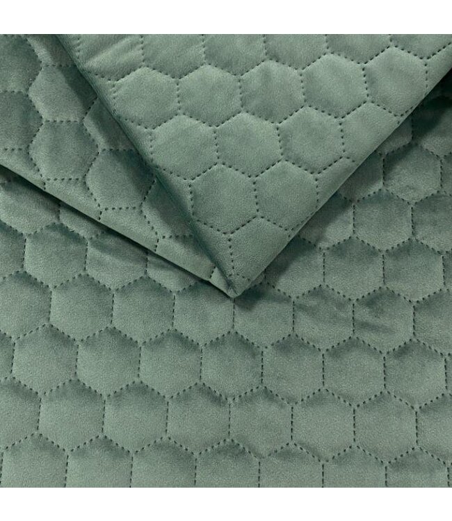 BLADI Gewatteerd holland velvet Hexagoon / honinggraat - mint