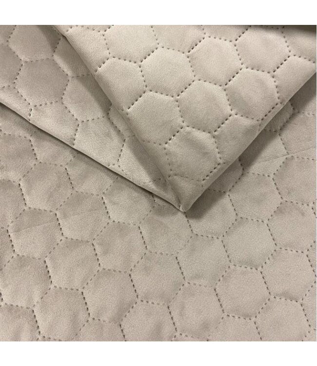 BLADI Gewatteerd holland velvet Hexagoon / honinggraat - creme