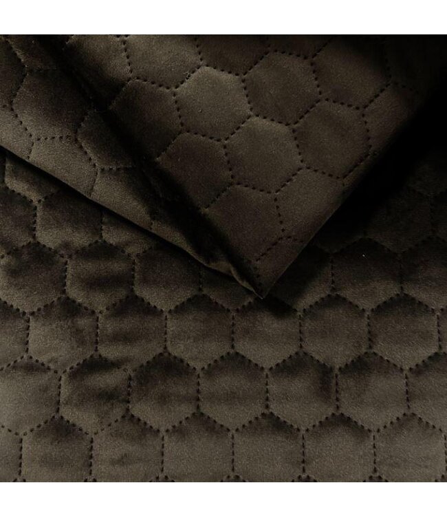 BLADI Gewatteerd holland velvet Hexagoon / honinggraat - donker bruin