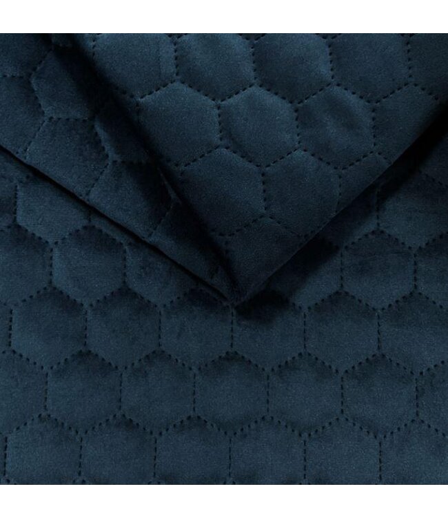BLADI Gewatteerd holland velvet Hexagoon / honinggraat - blauw
