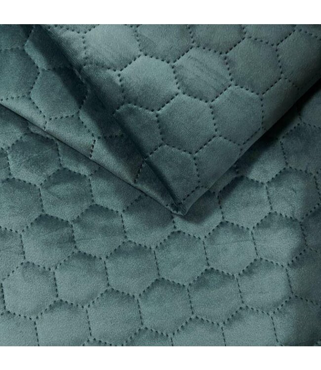 BLADI Gewatteerd holland velvet Hexagoon / honinggraat - teal