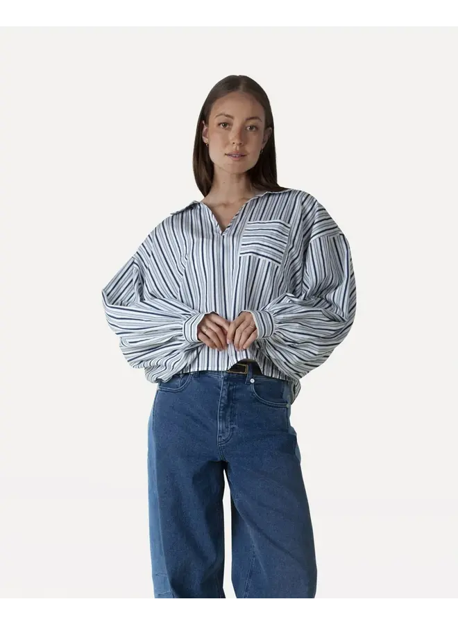 ALcitra top blue white stripe