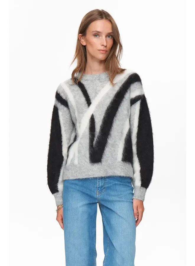 Nusuri Brushed Pattern Pullover Light Grey Mel