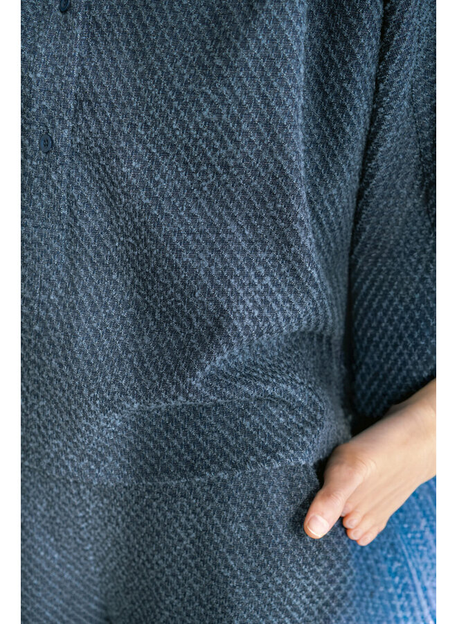 Maya Blouse Navy Tweed