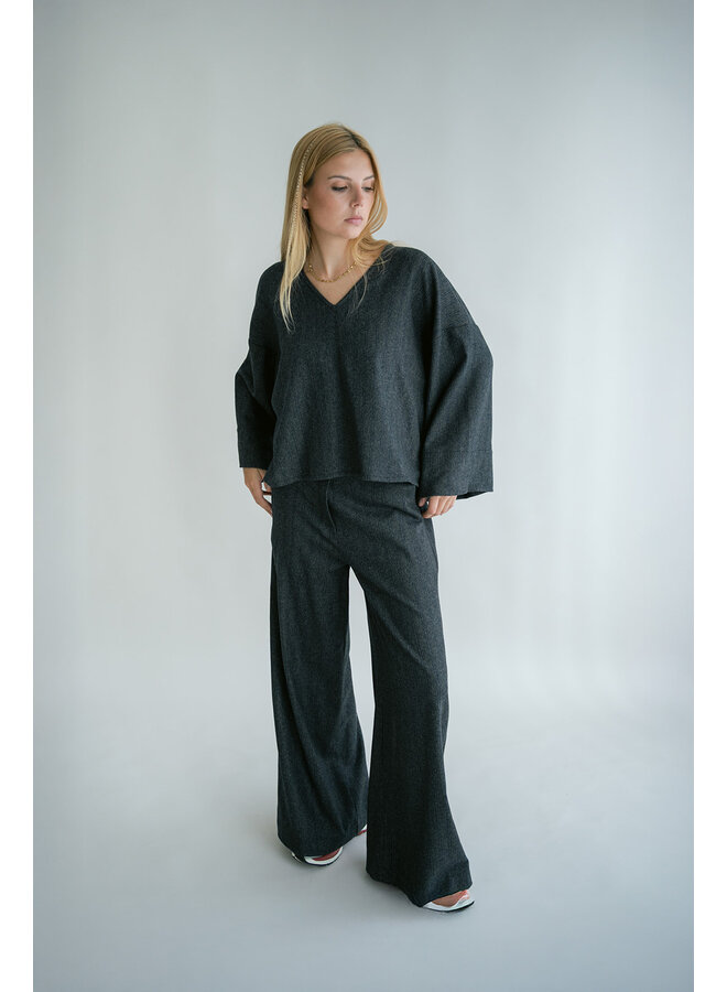 Sam Pants Grey Cobalt Stripe