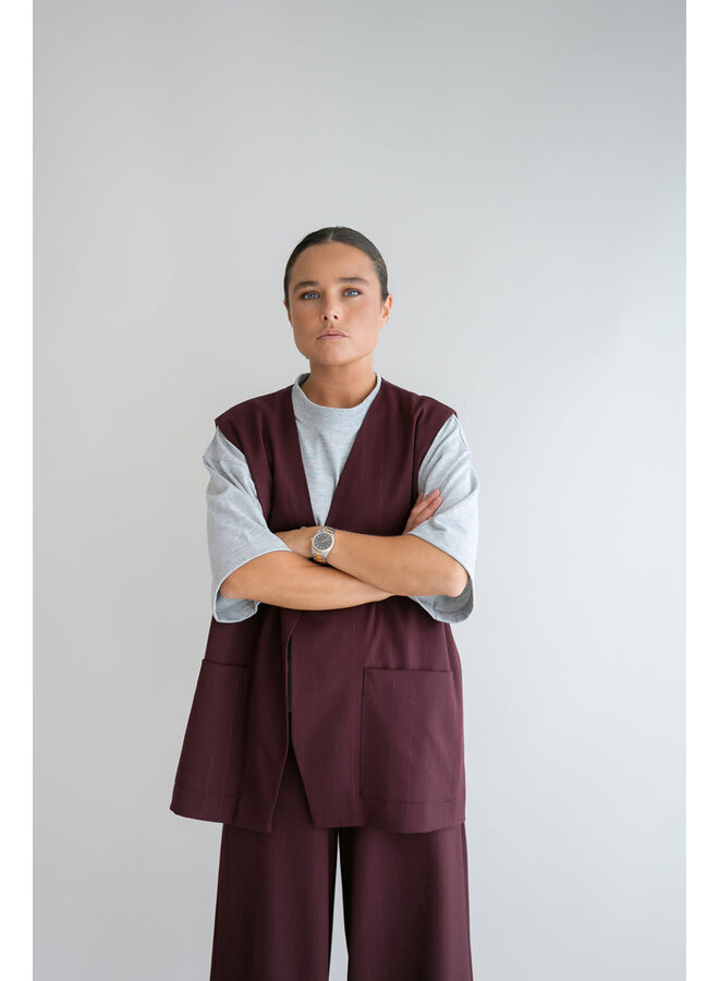 Puck Gilet lurex Bordeaux