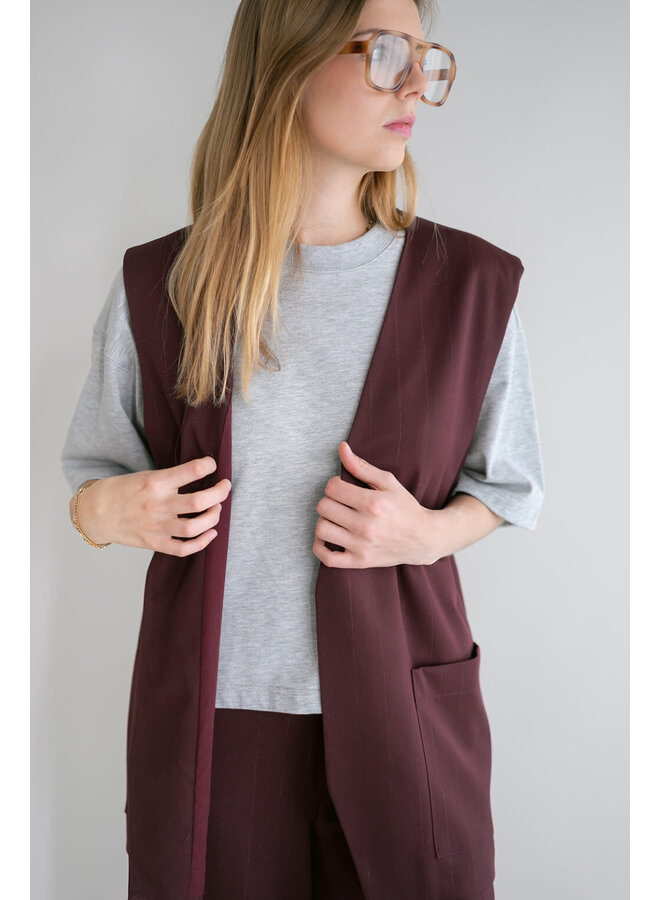 Puck Gilet lurex Bordeaux
