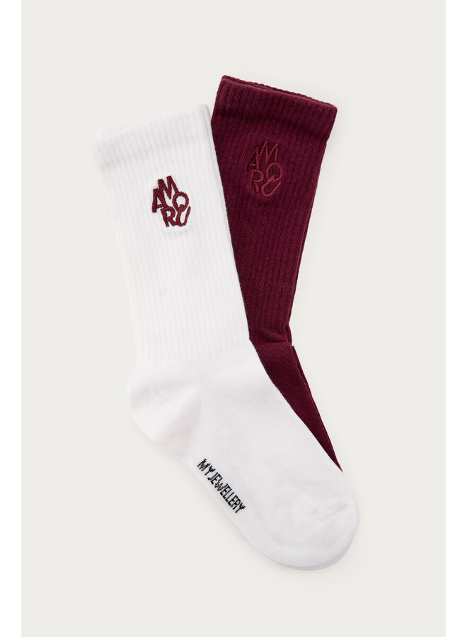 Amour Socks Burgundy