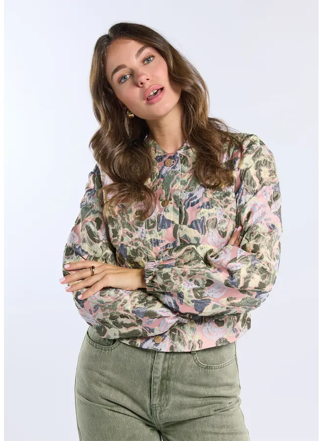Lola Jacket Pink Green Jaquard Flower