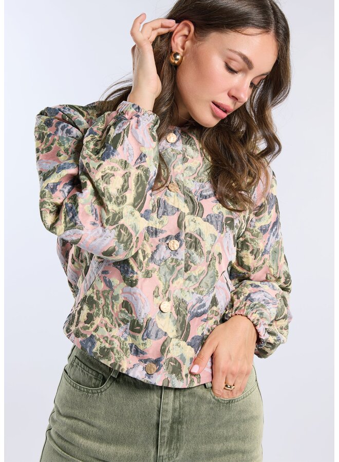 Lola Jacket Pink Green Jaquard Flower