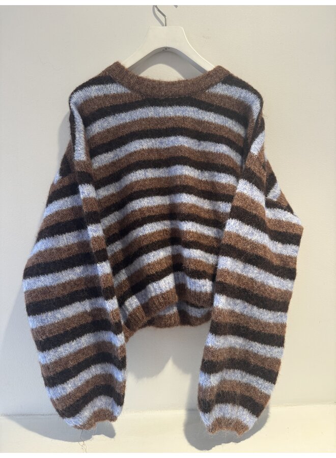 Bear Pull Brown Blue Stripe