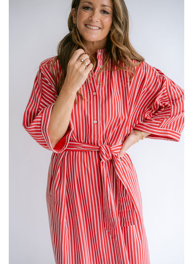 Ivy Dress Red White Stripe