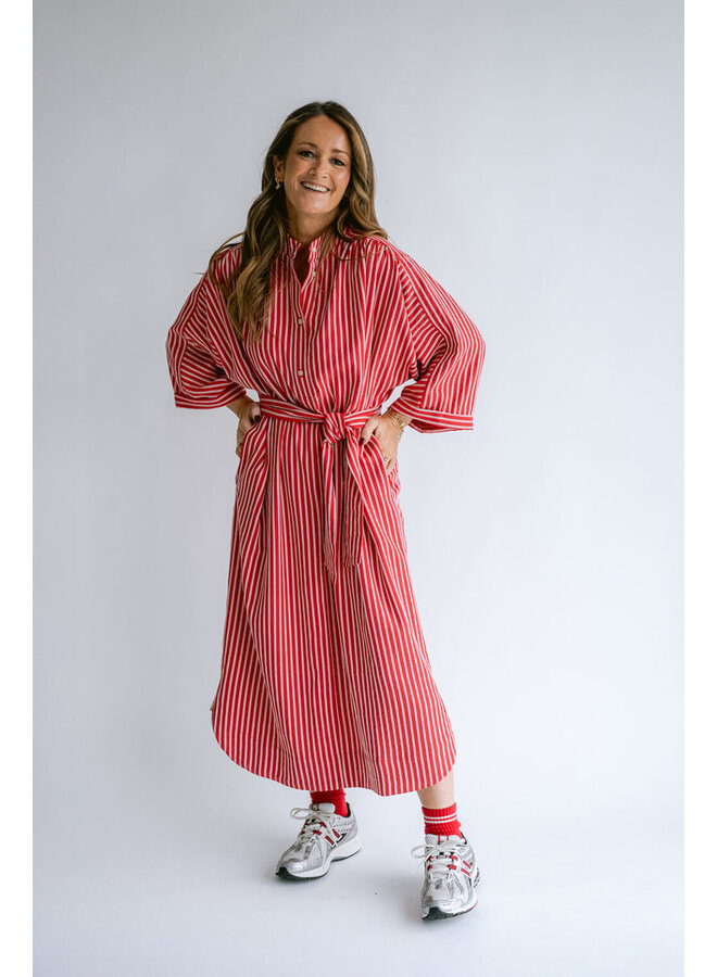 Ivy Dress Red White Stripe