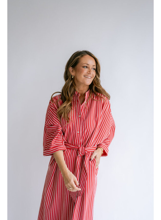 Ivy Dress Red White Stripe