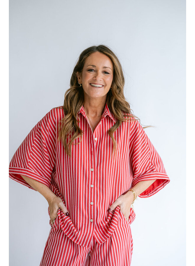 Morris Blouse Red White Stripe