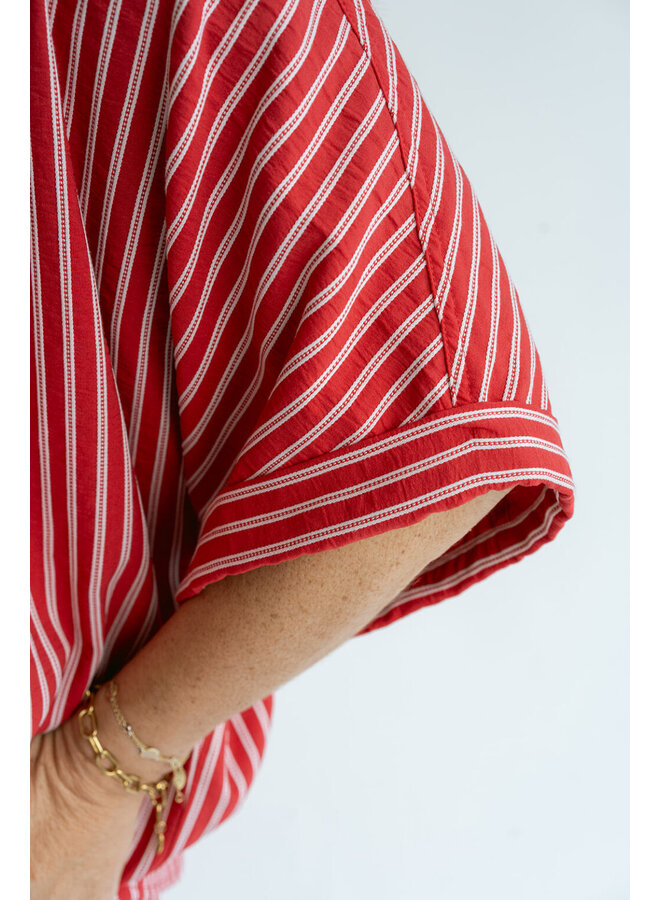 Morris Blouse Red White Stripe