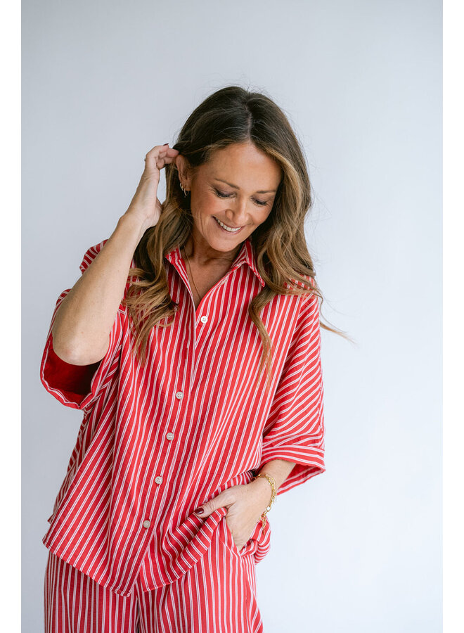 Morris Blouse Red White Stripe