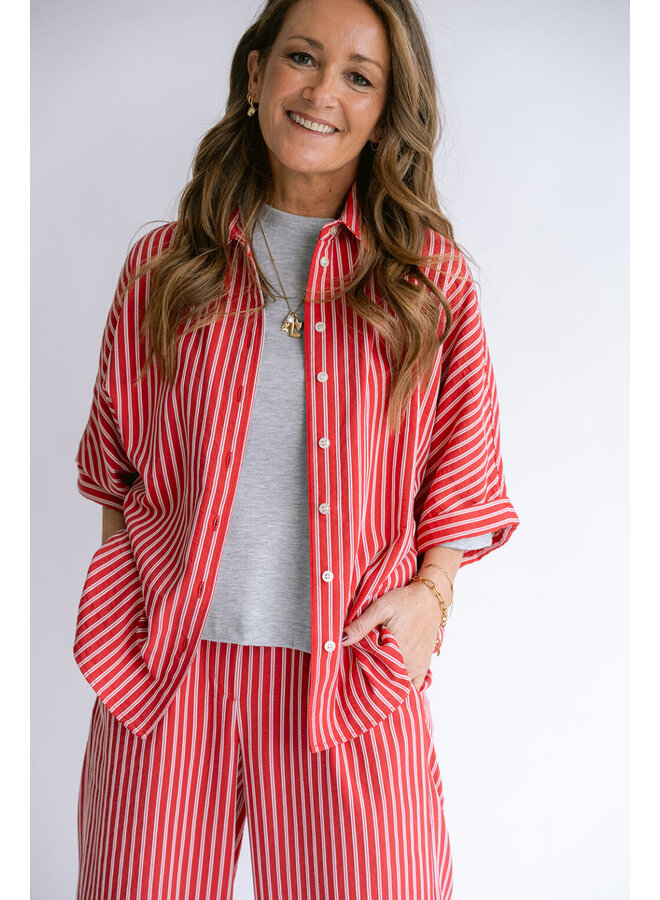 Morris Blouse Red White Stripe