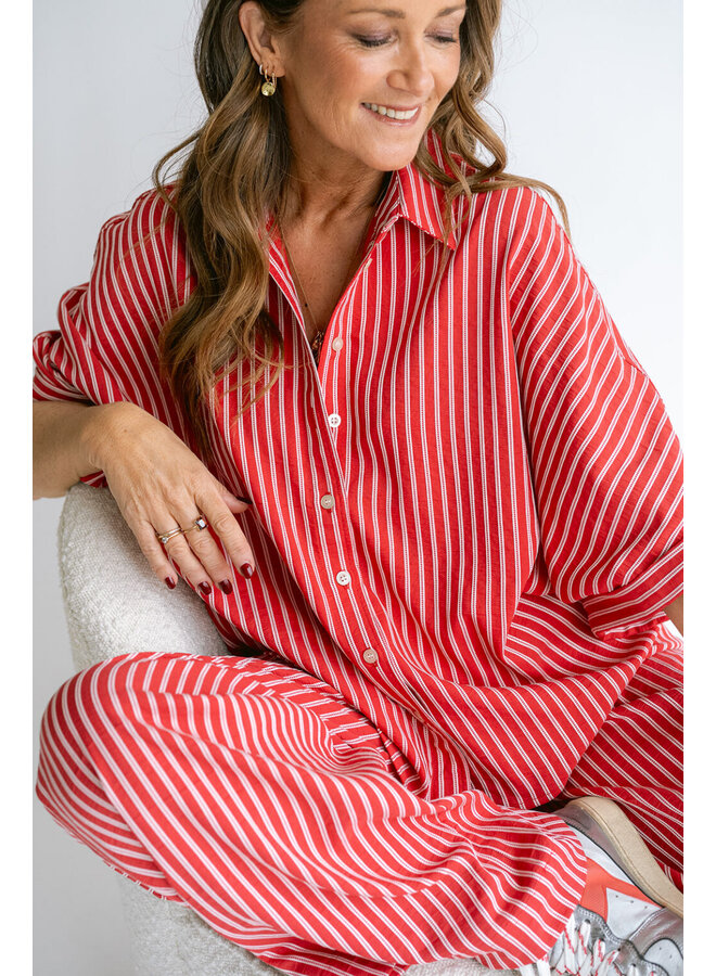 Morris Blouse Red White Stripe
