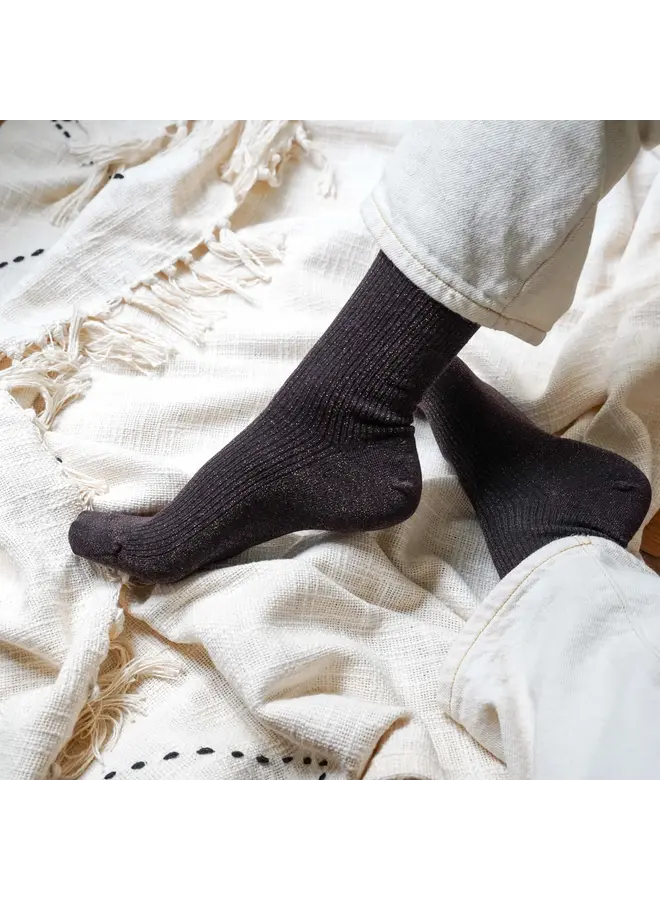 Klue Socks Chocolate Dark Brown Glitter