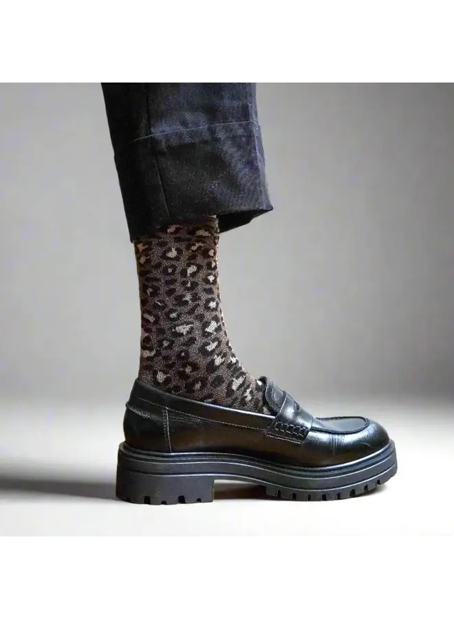 Klue Socks Leopard Brown Glitter