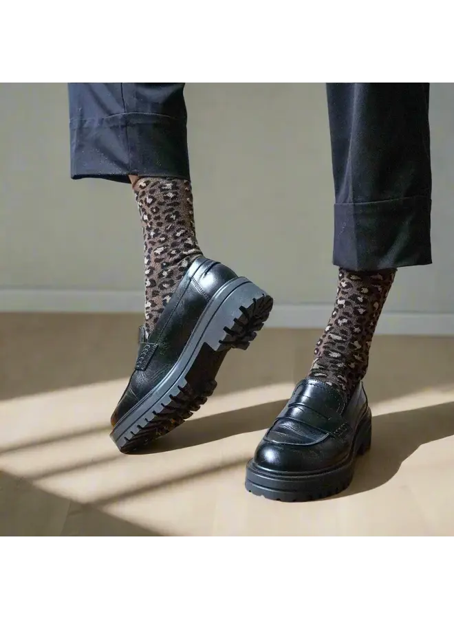 Klue Socks Leopard Brown Glitter