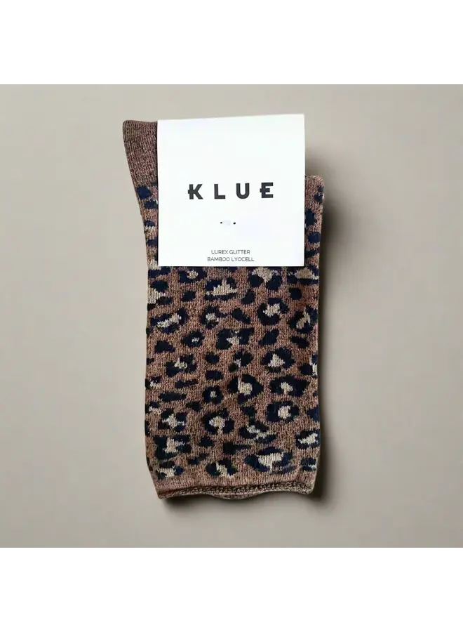 Klue Socks Leopard Brown Glitter