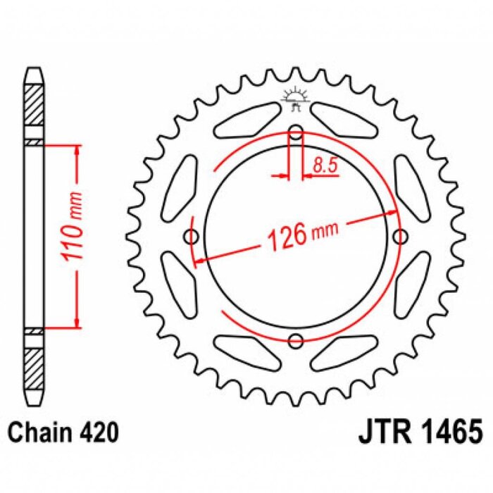 JT Racing Kettenrad für Kawasaki KX65