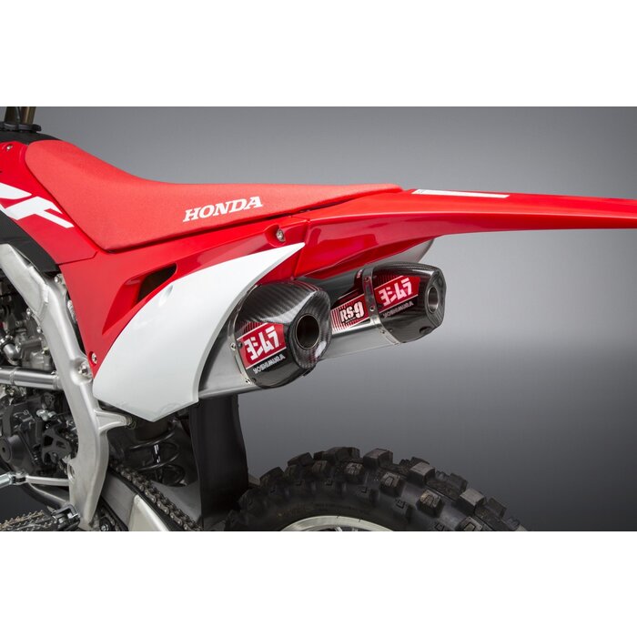 Yoshimura RS-9T Signature Series Dual Muffler Stainless Steel/Carbon End Cap Honda CRF250R Bj. 20-21