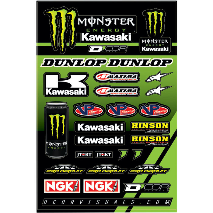 D'COR Visuals Sticker Aufkleber Bogen Kawasaki Racing
