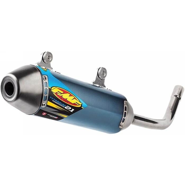 FMF Auspuff Powercore 2.1 Titanium blau für Yamaha YZ125 / Fantic XX125