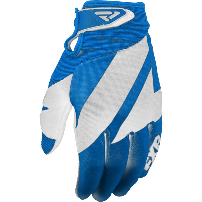 FXR Clutch Strap MX Gear Motocross Handschuhe hellblau weiss