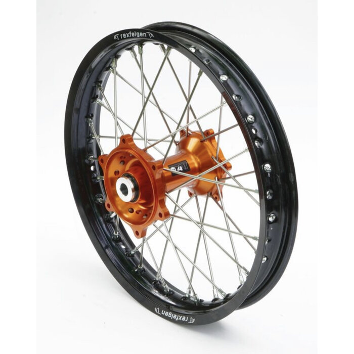 ART Felge hinten 18X2,15 für KTM schwarz mit oranger Nabe