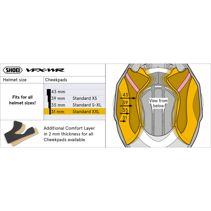 Shoei VFX-WR TYPE M Cheek Pad seitliches Innenfutter