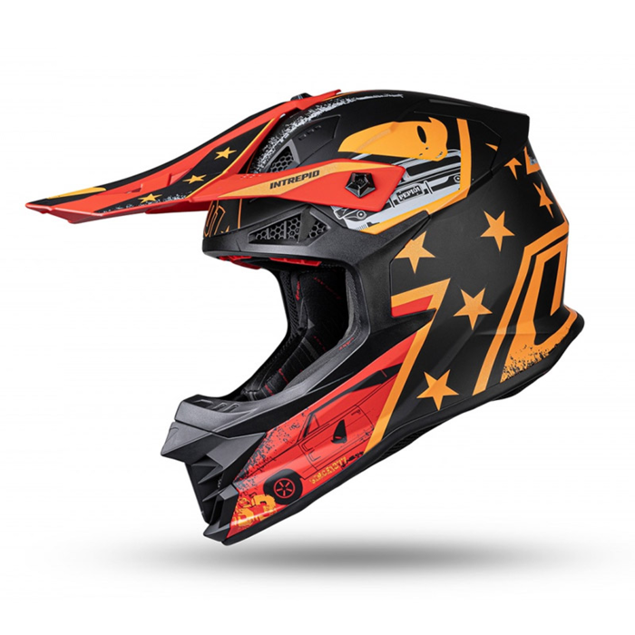 UFO Intrepid Helm - schwarz rot orange