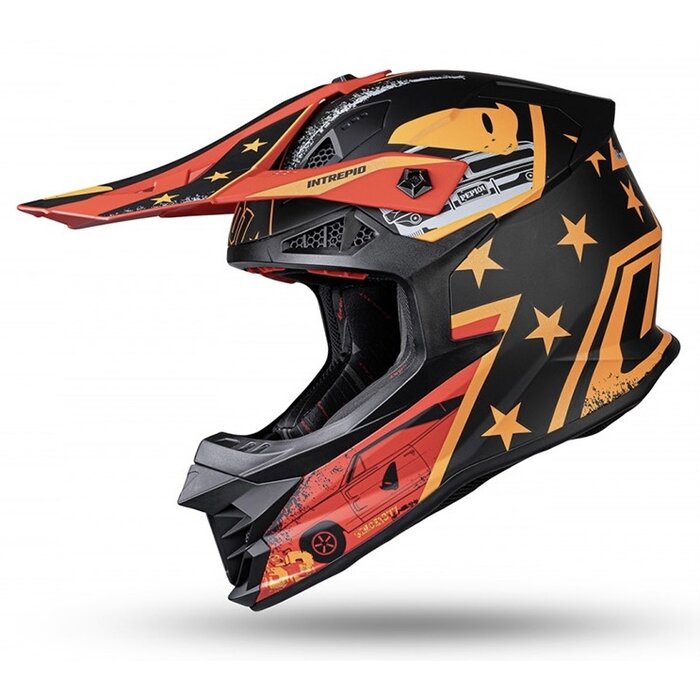 UFO Intrepid Helm - schwarz rot orange
