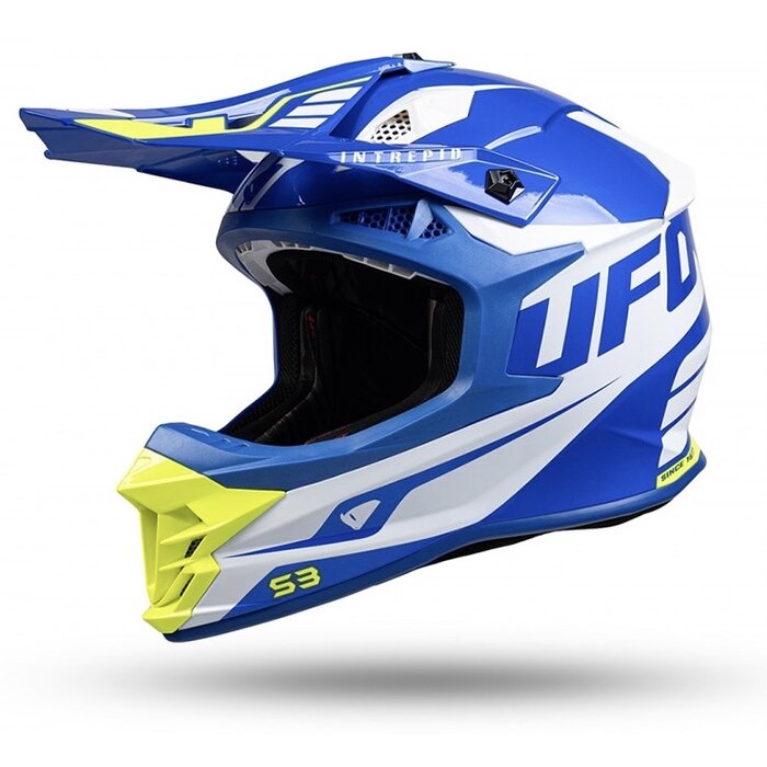 UFO Intrepid Helm - weiß blau neongelb