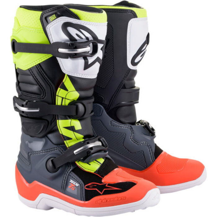 Alpinestars Stiefel Tech 7 S Jugensstiefel gelb grau orange schwarz weiß
