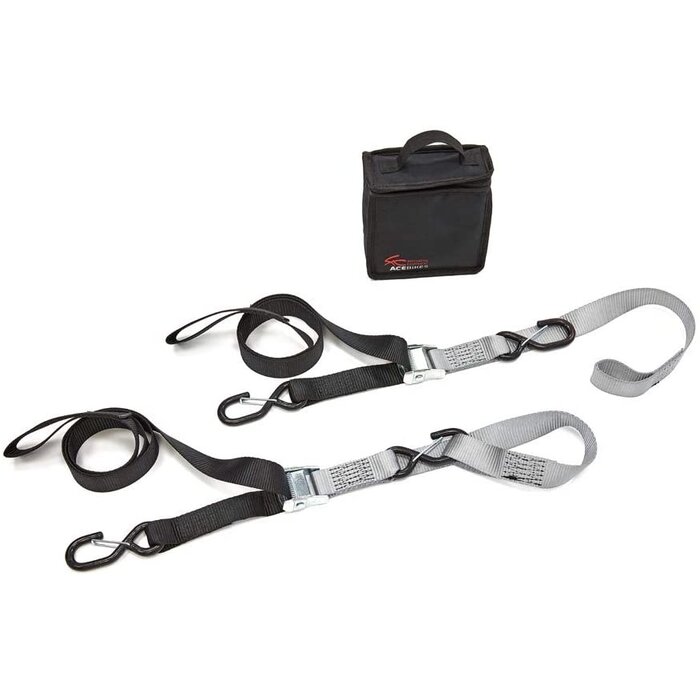 Acebikes Motorrad Spanngurt Set inkl. Tasche Schwarz 180cm 300daN