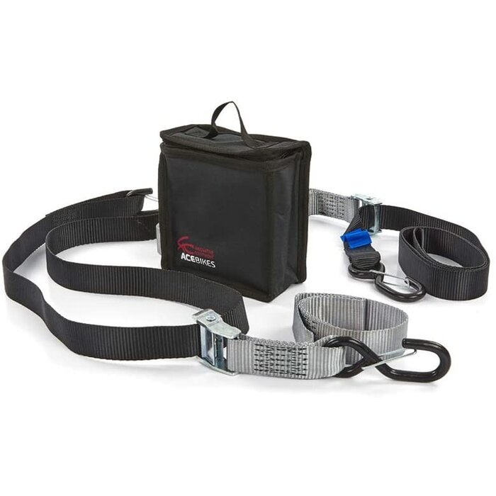 Acebikes Motorrad Spanngurt Set inkl. Tasche Schwarz 180cm 300daN