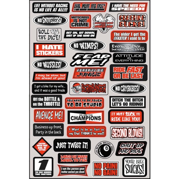 Factory Effex Universal Aufkleber Sticker Bogen Fun Phrases Kit