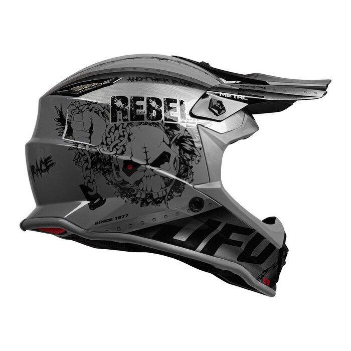 UFO Kinder Helm Metal Rebel silber schwarz